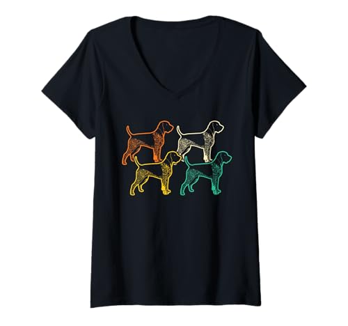 Damen Hund Deutsch Kurzhaar T-Shirt mit V-Ausschnitt Damen Hund Deutsch Kurzhaar T-Shirt mit V-Ausschnitt von Hunderasse Deutsch Kurzhaar