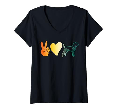 Damen Hund Deutsch Kurzhaar T-Shirt mit V-Ausschnitt Damen Hund Deutsch Kurzhaar T-Shirt mit V-Ausschnitt von Hunderasse Deutsch Kurzhaar