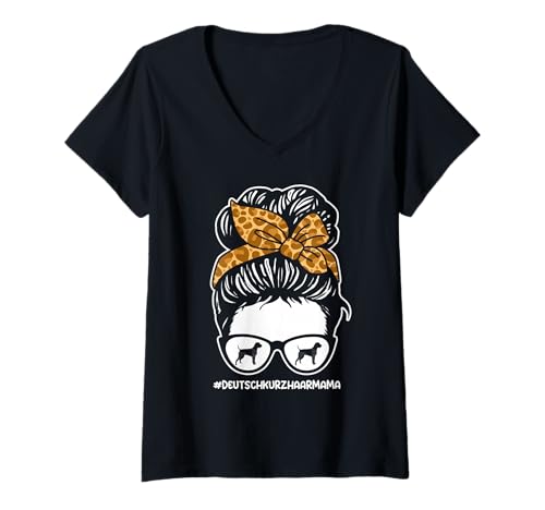 Damen Hund Deutsch Kurzhaar T-Shirt mit V-Ausschnitt Damen Hund Deutsch Kurzhaar T-Shirt mit V-Ausschnitt von Hunderasse Deutsch Kurzhaar