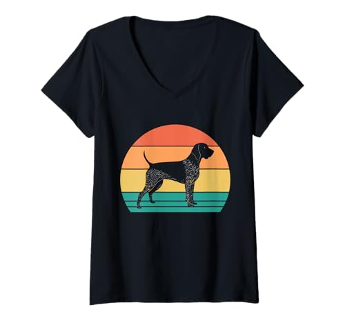 Damen Hund Deutsch Kurzhaar T-Shirt mit V-Ausschnitt Damen Hund Deutsch Kurzhaar T-Shirt mit V-Ausschnitt von Hunderasse Deutsch Kurzhaar