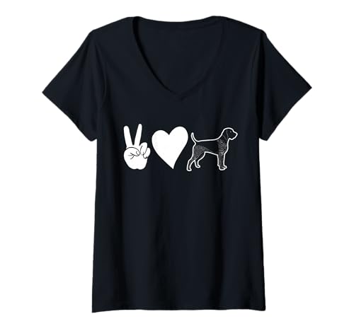 Damen Hund Deutsch Kurzhaar T-Shirt mit V-Ausschnitt Damen Hund Deutsch Kurzhaar T-Shirt mit V-Ausschnitt von Hunderasse Deutsch Kurzhaar