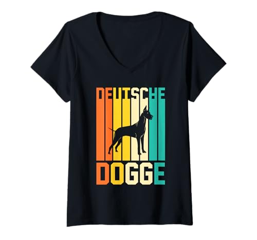 Damen Hund Deutsche Dogge T-Shirt mit V-Ausschnitt Damen Hund Deutsche Dogge T-Shirt mit V-Ausschnitt von Hunderasse Deutsche Dogge