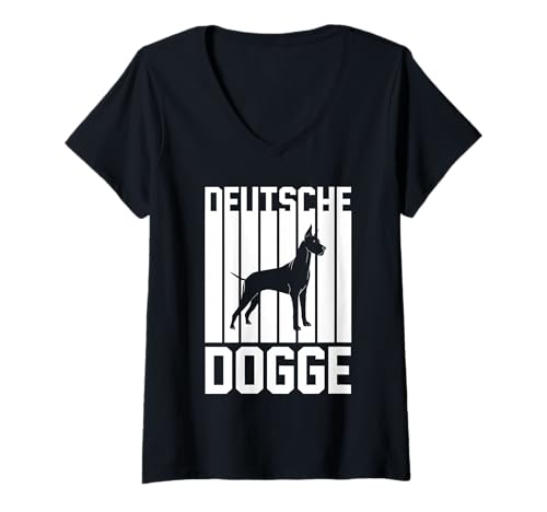 Damen Hund Deutsche Dogge T-Shirt mit V-Ausschnitt Damen Hund Deutsche Dogge T-Shirt mit V-Ausschnitt von Hunderasse Deutsche Dogge