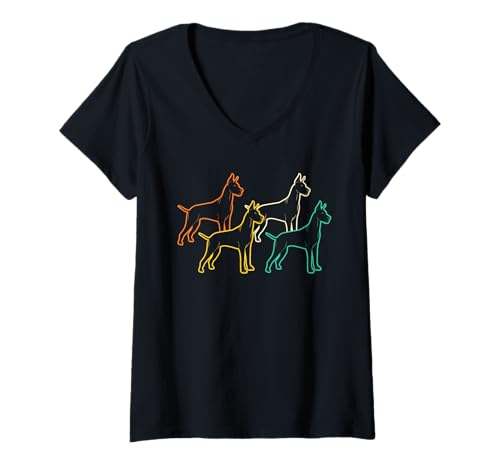 Damen Hund Deutsche Dogge T-Shirt mit V-Ausschnitt Damen Hund Deutsche Dogge T-Shirt mit V-Ausschnitt von Hunderasse Deutsche Dogge