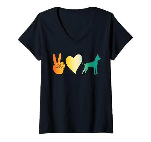 Damen Hund Deutsche Dogge T-Shirt mit V-Ausschnitt Damen Hund Deutsche Dogge T-Shirt mit V-Ausschnitt von Hunderasse Deutsche Dogge