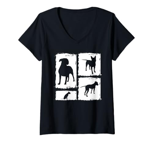 Damen Hund Deutscher Boxer T-Shirt mit V-Ausschnitt Damen Hund Deutscher Boxer T-Shirt mit V-Ausschnitt von Hunderasse Deutscher Boxer