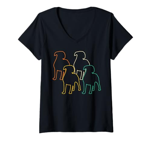 Damen Hund Deutscher Boxer T-Shirt mit V-Ausschnitt Damen Hund Deutscher Boxer T-Shirt mit V-Ausschnitt von Hunderasse Deutscher Boxer