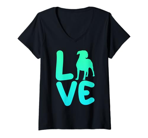 Damen Hund Deutscher Boxer T-Shirt mit V-Ausschnitt Damen Hund Deutscher Boxer T-Shirt mit V-Ausschnitt von Hunderasse Deutscher Boxer