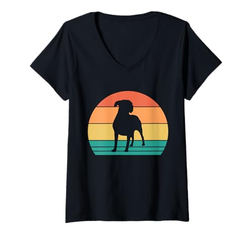 Damen Hund Deutscher Boxer T-Shirt mit V-Ausschnitt Damen Hund Deutscher Boxer T-Shirt mit V-Ausschnitt von Hunderasse Deutscher Boxer