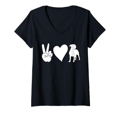 Damen Hund Deutscher Boxer T-Shirt mit V-Ausschnitt Damen Hund Deutscher Boxer T-Shirt mit V-Ausschnitt von Hunderasse Deutscher Boxer
