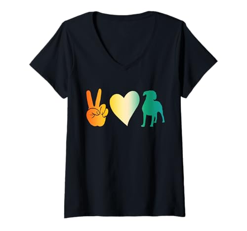 Damen Hund Deutscher Boxer T-Shirt mit V-Ausschnitt Damen Hund Deutscher Boxer T-Shirt mit V-Ausschnitt von Hunderasse Deutscher Boxer