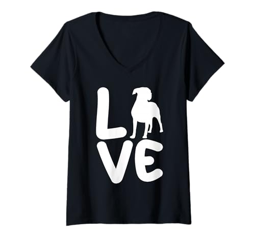 Damen Hund Deutscher Boxer T-Shirt mit V-Ausschnitt Damen Hund Deutscher Boxer T-Shirt mit V-Ausschnitt von Hunderasse Deutscher Boxer