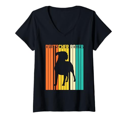 Damen Hund Deutscher Boxer T-Shirt mit V-Ausschnitt Damen Hund Deutscher Boxer T-Shirt mit V-Ausschnitt von Hunderasse Deutscher Boxer