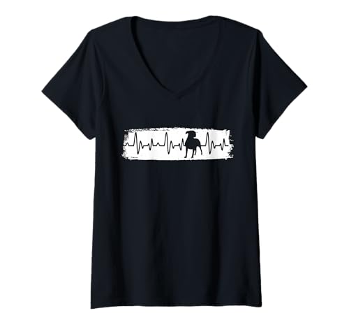 Damen Hund Deutscher Boxer T-Shirt mit V-Ausschnitt Damen Hund Deutscher Boxer T-Shirt mit V-Ausschnitt von Hunderasse Deutscher Boxer