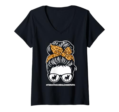 Damen Hund Französische Bulldogge T-Shirt mit V-Ausschnitt Damen Hund Französische Bulldogge T-Shirt mit V-Ausschnitt von Hunderasse Französische Bulldogge