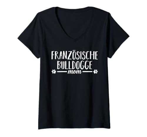 Damen Hund Französische Bulldogge T-Shirt mit V-Ausschnitt Damen Hund Französische Bulldogge T-Shirt mit V-Ausschnitt von Hunderasse Französische Bulldogge
