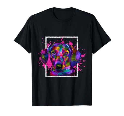 Buntes Dackel T-Shirt Buntes Dackel T-Shirt von Hunderasse Geschenk Dackel T-Shirts