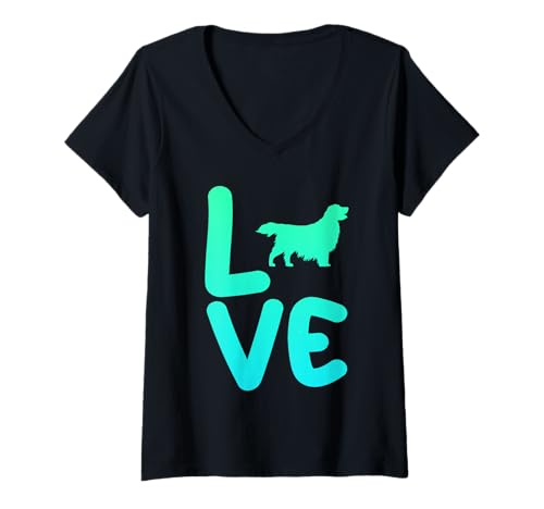 Damen Hund Golden Retriever T-Shirt mit V-Ausschnitt Damen Hund Golden Retriever T-Shirt mit V-Ausschnitt von Hunderasse Golden Retriever
