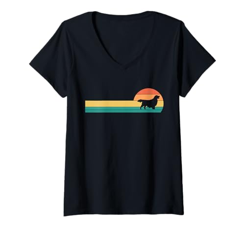 Damen Hund Golden Retriever T-Shirt mit V-Ausschnitt Damen Hund Golden Retriever T-Shirt mit V-Ausschnitt von Hunderasse Golden Retriever
