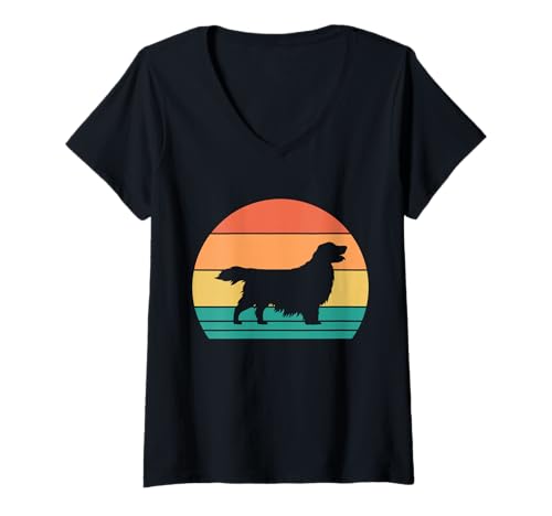 Damen Hund Golden Retriever T-Shirt mit V-Ausschnitt Damen Hund Golden Retriever T-Shirt mit V-Ausschnitt von Hunderasse Golden Retriever