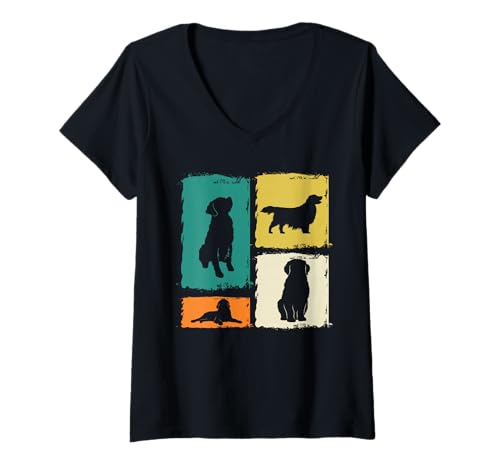 Damen Hund Golden Retriever T-Shirt mit V-Ausschnitt Damen Hund Golden Retriever T-Shirt mit V-Ausschnitt von Hunderasse Golden Retriever