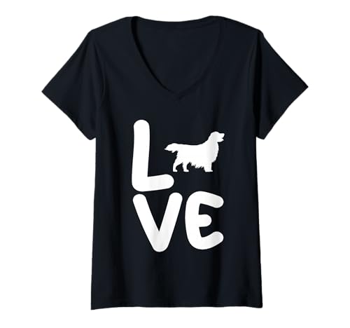 Damen Hund Golden Retriever T-Shirt mit V-Ausschnitt Damen Hund Golden Retriever T-Shirt mit V-Ausschnitt von Hunderasse Golden Retriever