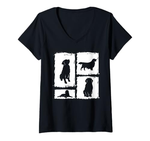Damen Hund Golden Retriever T-Shirt mit V-Ausschnitt Damen Hund Golden Retriever T-Shirt mit V-Ausschnitt von Hunderasse Golden Retriever