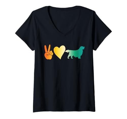 Damen Hund Golden Retriever T-Shirt mit V-Ausschnitt Damen Hund Golden Retriever T-Shirt mit V-Ausschnitt von Hunderasse Golden Retriever