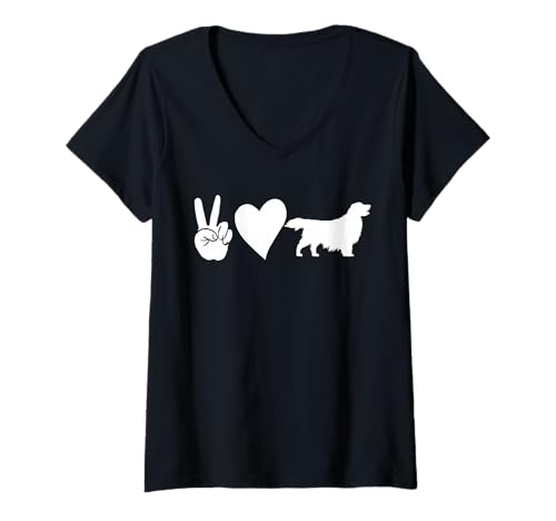 Damen Hund Golden Retriever T-Shirt mit V-Ausschnitt Damen Hund Golden Retriever T-Shirt mit V-Ausschnitt von Hunderasse Golden Retriever
