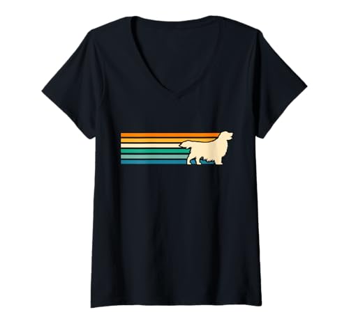 Damen Hund Golden Retriever T-Shirt mit V-Ausschnitt Damen Hund Golden Retriever T-Shirt mit V-Ausschnitt von Hunderasse Golden Retriever