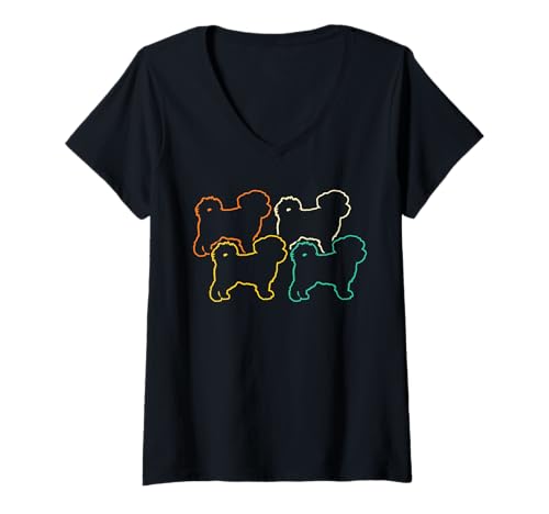 Damen Hund Havaneser T-Shirt mit V-Ausschnitt Damen Hund Havaneser T-Shirt mit V-Ausschnitt von Hunderasse Havaneser