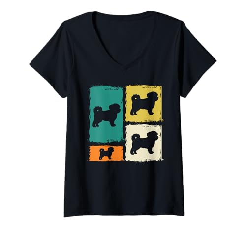Damen Hund Havaneser T-Shirt mit V-Ausschnitt Damen Hund Havaneser T-Shirt mit V-Ausschnitt von Hunderasse Havaneser