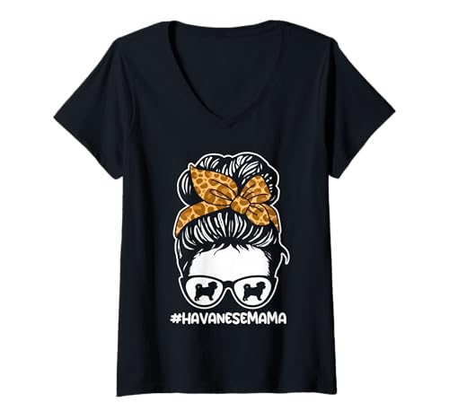 Damen Hund Havaneser T-Shirt mit V-Ausschnitt Damen Hund Havaneser T-Shirt mit V-Ausschnitt von Hunderasse Havaneser