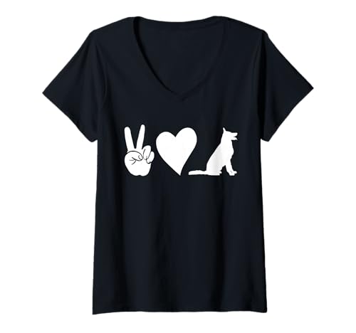 Damen Hund Husky T-Shirt mit V-Ausschnitt Damen Hund Husky T-Shirt mit V-Ausschnitt von Hunderasse Husky