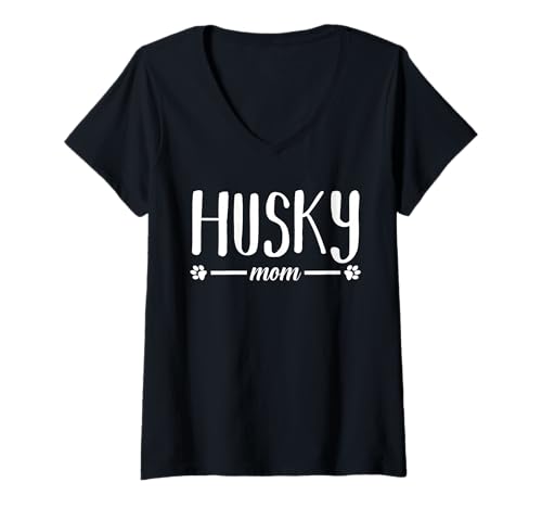 Damen Hund Husky T-Shirt mit V-Ausschnitt Damen Hund Husky T-Shirt mit V-Ausschnitt von Hunderasse Husky