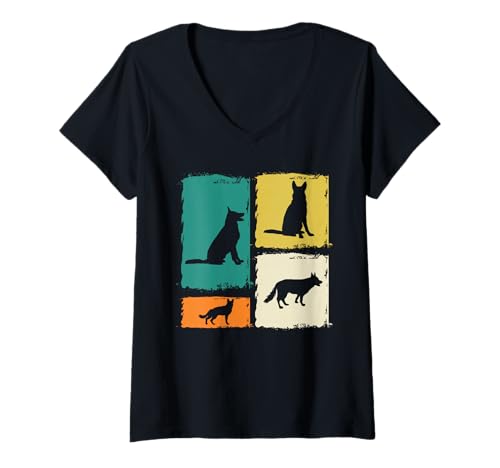 Damen Hund Husky T-Shirt mit V-Ausschnitt Damen Hund Husky T-Shirt mit V-Ausschnitt von Hunderasse Husky