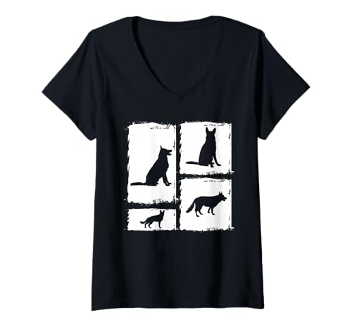 Damen Hund Husky T-Shirt mit V-Ausschnitt Damen Hund Husky T-Shirt mit V-Ausschnitt von Hunderasse Husky