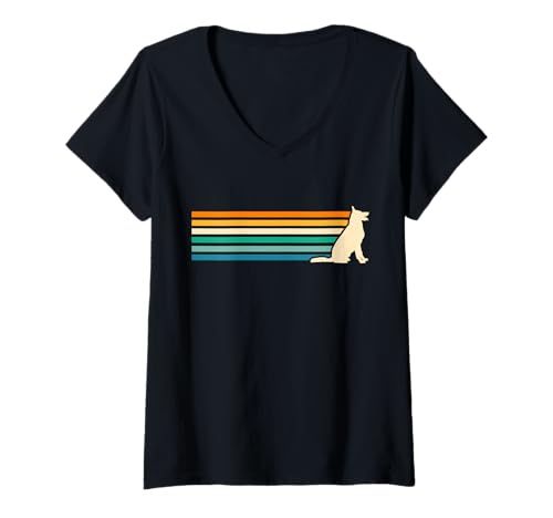 Damen Hund Husky T-Shirt mit V-Ausschnitt Damen Hund Husky T-Shirt mit V-Ausschnitt von Hunderasse Husky
