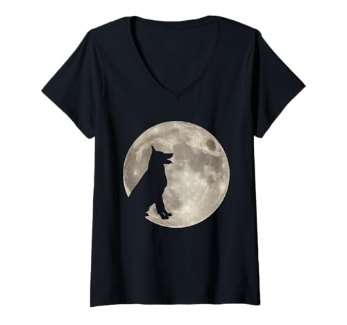 Damen Hund Husky T-Shirt mit V-Ausschnitt Damen Hund Husky T-Shirt mit V-Ausschnitt von Hunderasse Husky