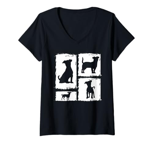 Damen Hund Jack Russell T-Shirt mit V-Ausschnitt Damen Hund Jack Russell T-Shirt mit V-Ausschnitt von Hunderasse Jack Russell