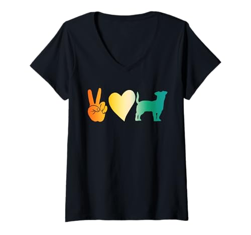 Damen Hund Jack Russell T-Shirt mit V-Ausschnitt Damen Hund Jack Russell T-Shirt mit V-Ausschnitt von Hunderasse Jack Russell