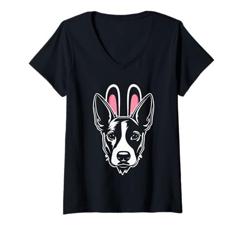 Damen Hund Jack Russell T-Shirt mit V-Ausschnitt Damen Hund Jack Russell T-Shirt mit V-Ausschnitt von Hunderasse Jack Russell