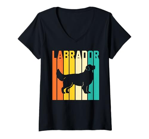Damen Hund Labrador T-Shirt mit V-Ausschnitt Damen Hund Labrador T-Shirt mit V-Ausschnitt von Hunderasse Labrador