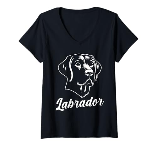 Damen Hund Labrador T-Shirt mit V-Ausschnitt Damen Hund Labrador T-Shirt mit V-Ausschnitt von Hunderasse Labrador