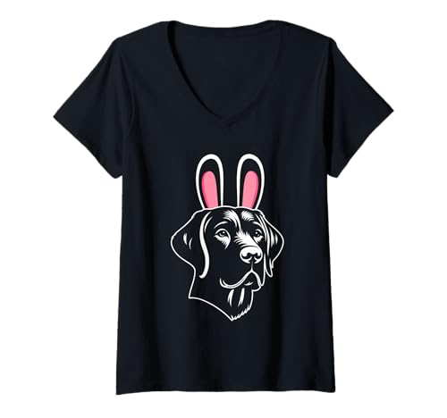 Damen Hund Labrador T-Shirt mit V-Ausschnitt Damen Hund Labrador T-Shirt mit V-Ausschnitt von Hunderasse Labrador
