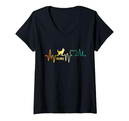 Damen Hund Malinois T-Shirt mit V-Ausschnitt Damen Hund Malinois T-Shirt mit V-Ausschnitt von Hunderasse Malinois
