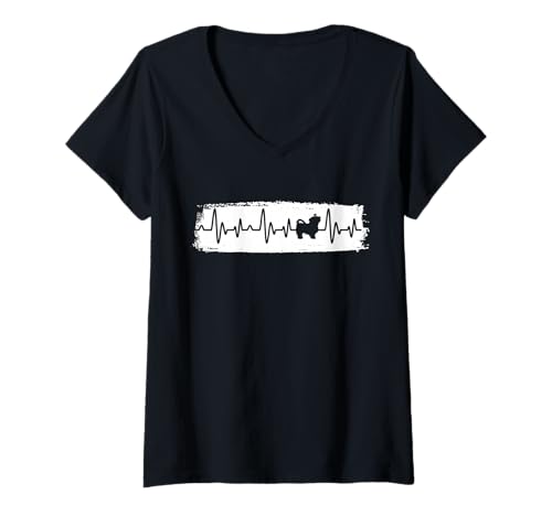 Damen Hund Malteser T-Shirt mit V-Ausschnitt Damen Hund Malteser T-Shirt mit V-Ausschnitt von Hunderasse Malteser