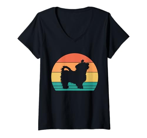 Damen Hund Malteser T-Shirt mit V-Ausschnitt Damen Hund Malteser T-Shirt mit V-Ausschnitt von Hunderasse Malteser