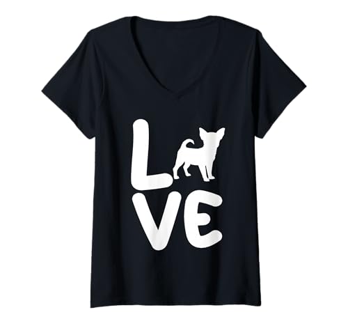 Damen Hund Pinscher T-Shirt mit V-Ausschnitt Damen Hund Pinscher T-Shirt mit V-Ausschnitt von Hunderasse Pinscher