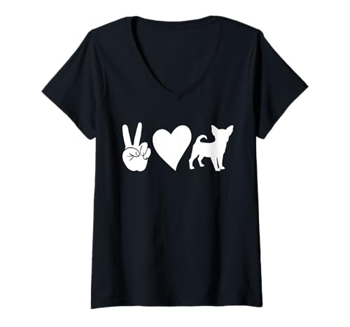 Damen Hund Pinscher T-Shirt mit V-Ausschnitt Damen Hund Pinscher T-Shirt mit V-Ausschnitt von Hunderasse Pinscher
